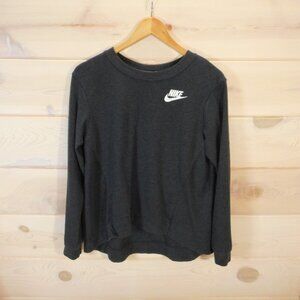 Nike Women's size M Hi-Lo Sweatshirt Dark Gray Pullover Logo Red Tag